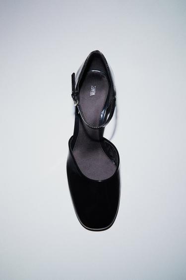 에나멜 효과 메르세데스 슈즈 - Zara 블랙
