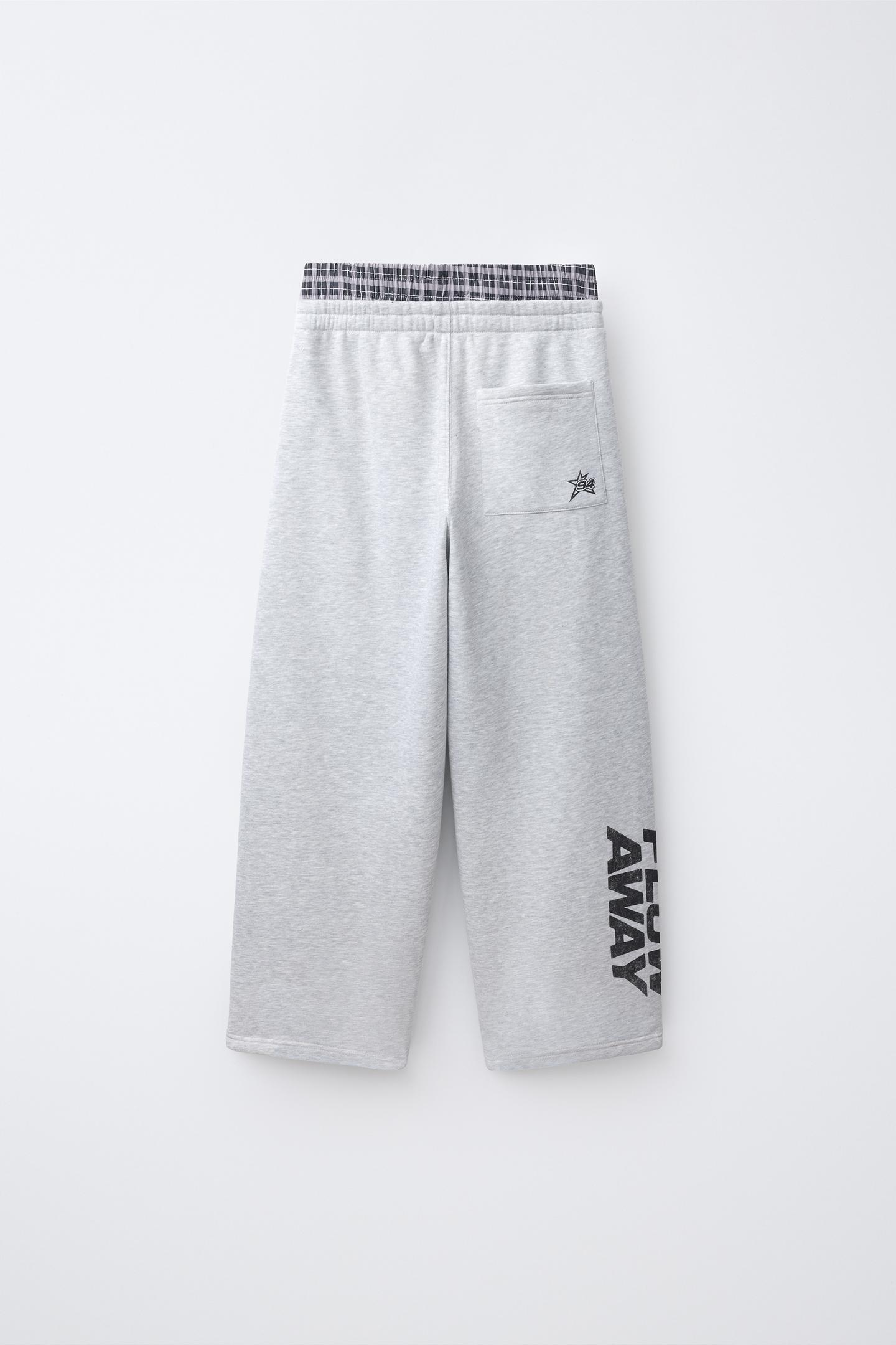 Детские брюки Zara Straight-Leg Double-Waistband, цвет: Серый меланжевый — фото 3