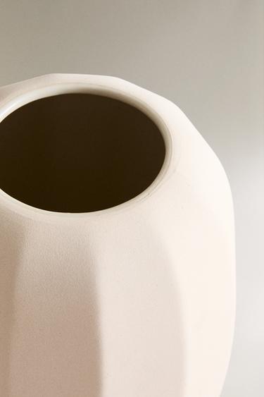 STONEWARE VASE WITH LINES - Ecru by Zara - Image 2