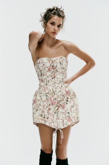 FLORAL PRINT STRAPLESS DRESS - only one by Zara