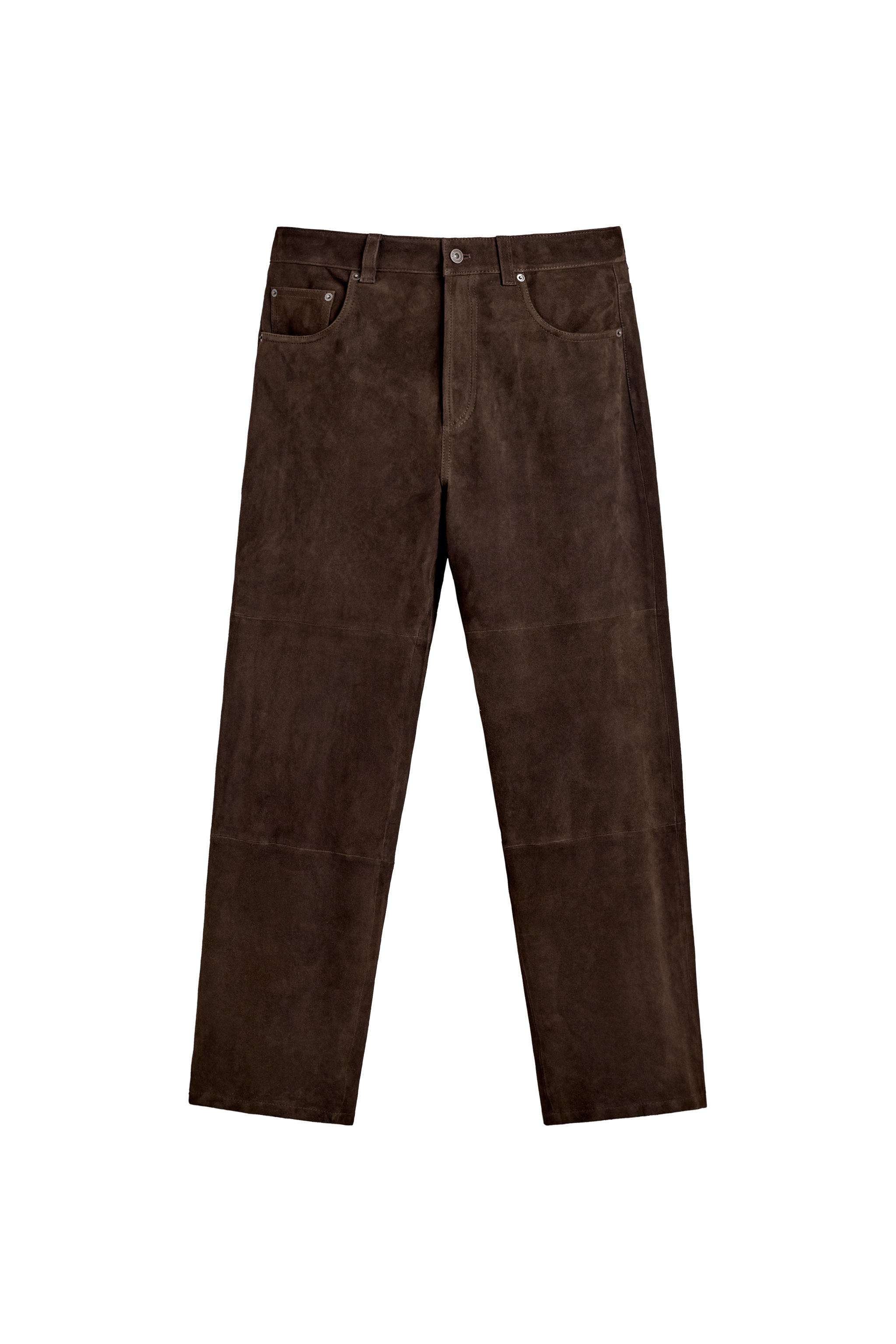 STRAIGHT-LEG SUEDE LEATHER TROUSERS