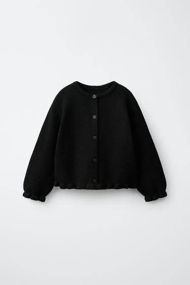 RUFFLE KNIT CARDIGAN - Black by Zara