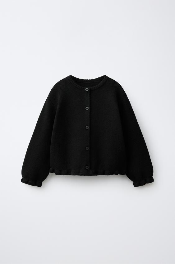 RUFFLE KNIT CARDIGAN - Black by Zara - Image 0