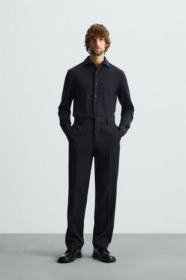 TEXTURED STRETCH SHIRT - Navy blue by Zara - Image 0