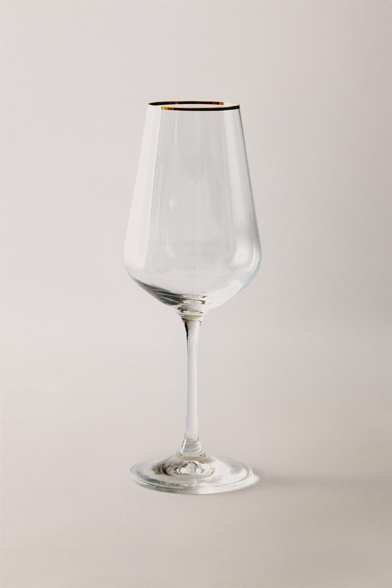 GOLD RIM BOHEMIA CRYSTAL WINE GLASS — Gold