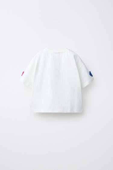 CROCHET FLOWER T-SHIRT - Oyster-white by Zara - Image 1