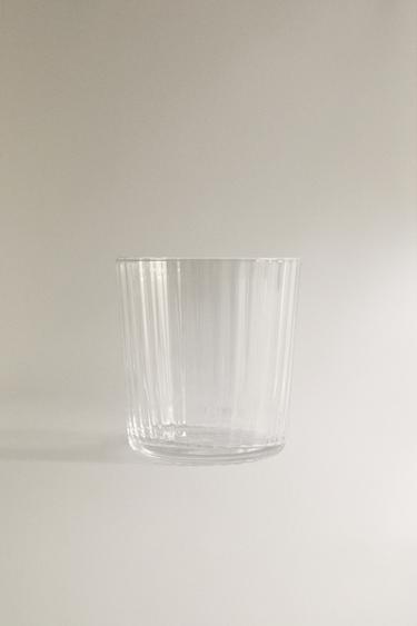 GLASS TUMBLER WITH LINE DESIGN - Transparent by Zara