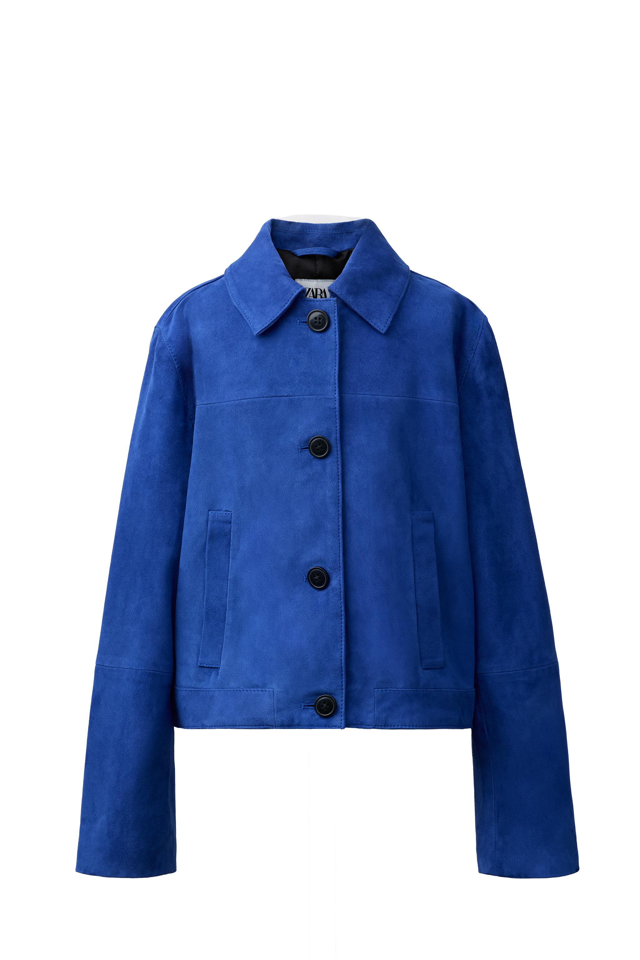 定価15万 cale Suede leather blouson メンズ ブルー 100% LEATHER SUEDE JACKET - Bluish | ZARA United States