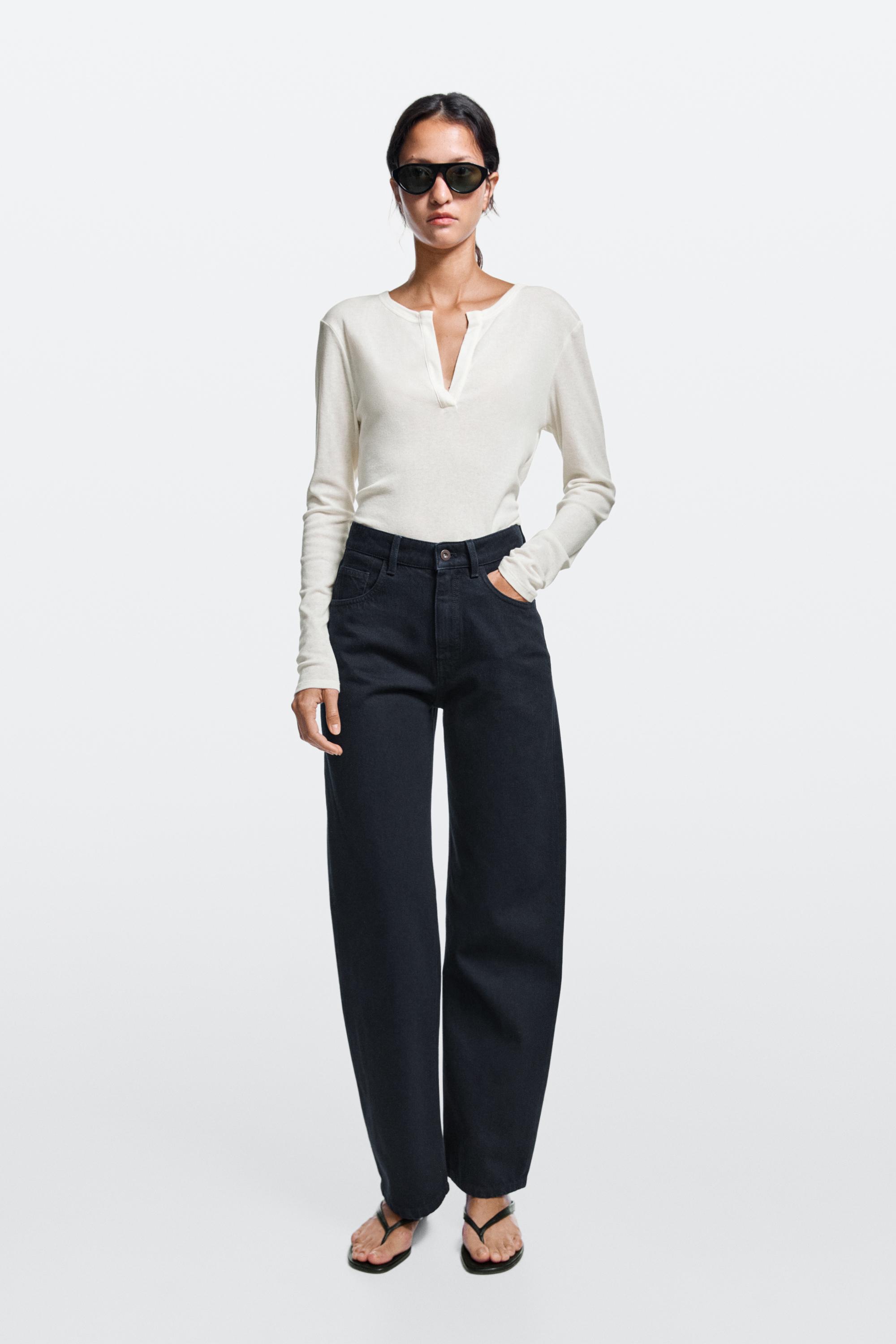 High-waist barrel fit jeans — Navy blue