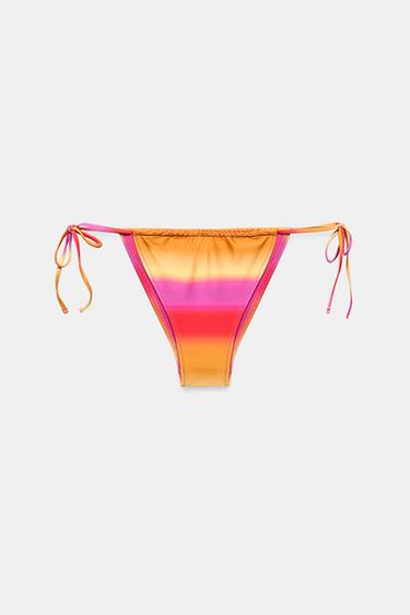 BAS DE BIKINI IMPRIMÉ RAYURES À NŒUDS - Rose de Zara - Image 3