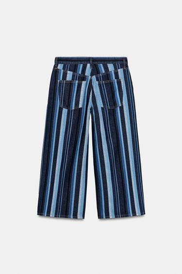 JEAN ZW COLLECTION JUPE-CULOTTE À RAYURES TAILLE NORMALE - Bleu de Zara - Image 6