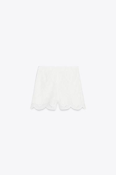 BERMUDA BRODERIES AJOURÉES - Blanc cassé de Zara - Image 5