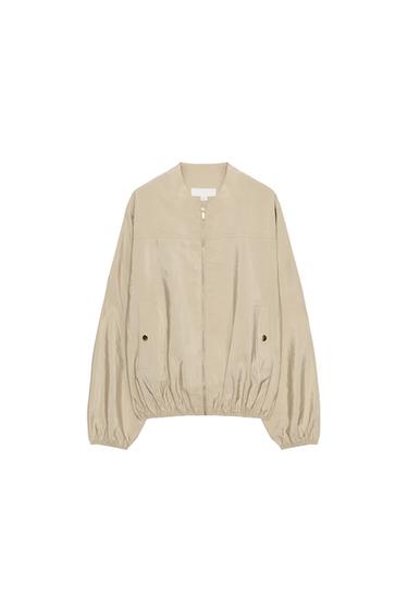 SATIN BOMBER JACKET - Beige by Zara