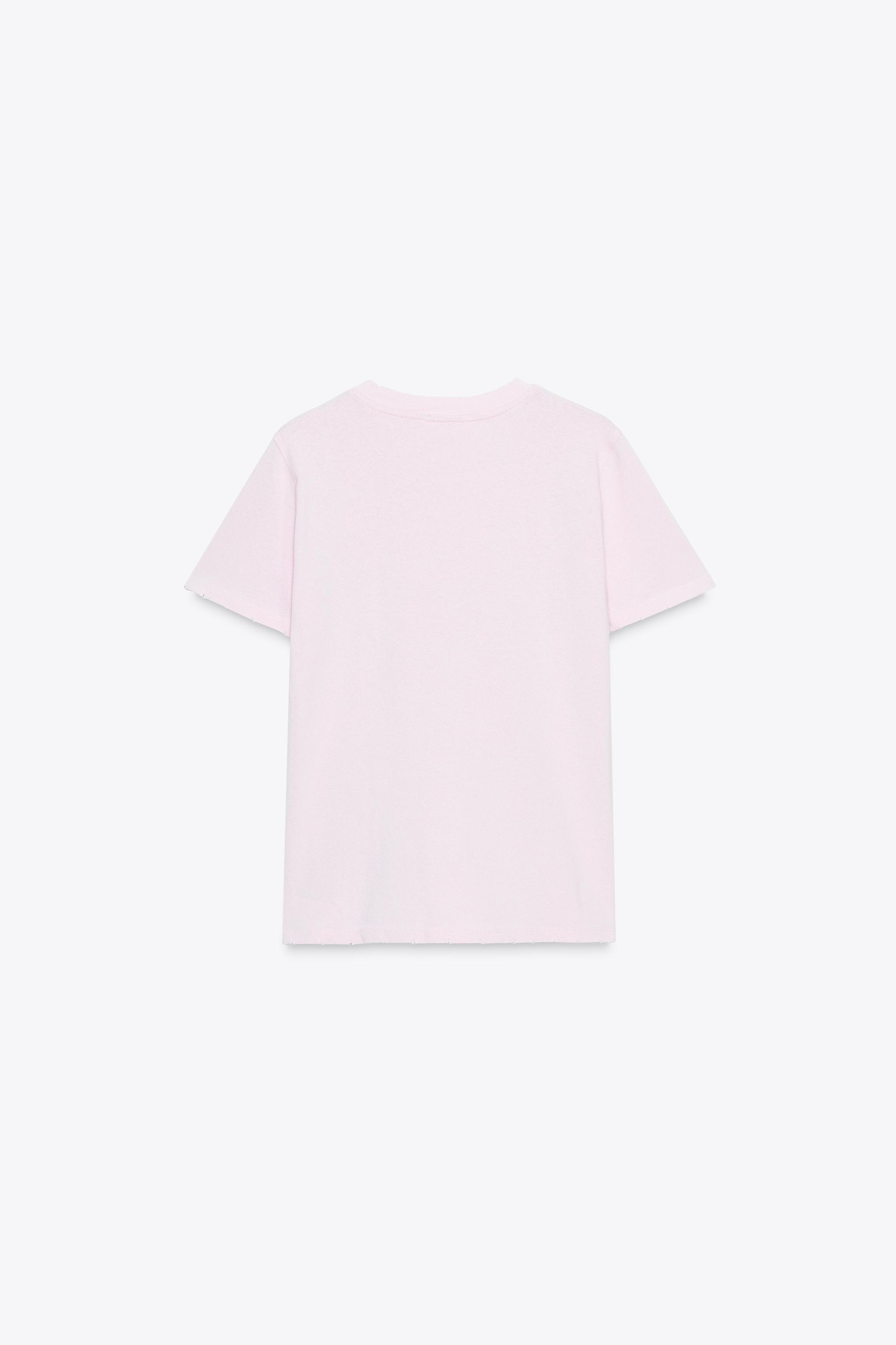 テキストTシャツ - パステルピンク | ZARA Japan / 日本
