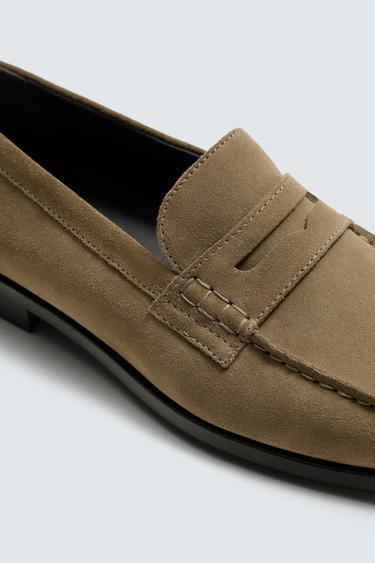 LEATHER PENNY LOAFERS - Taupe Grey by Zara - Image 5