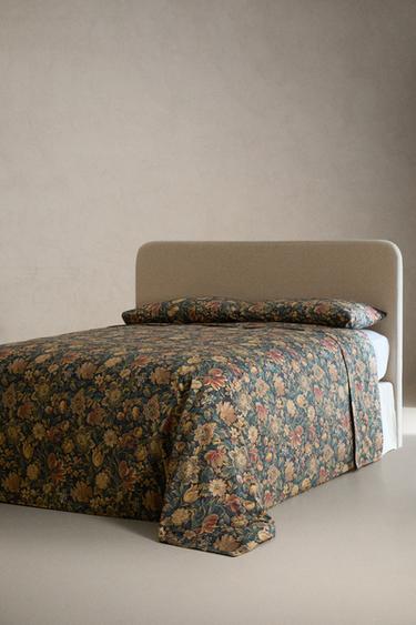 FLORAL PRINT FLAT SHEET - MIDNIGHT BLUE by Zara - Image 1