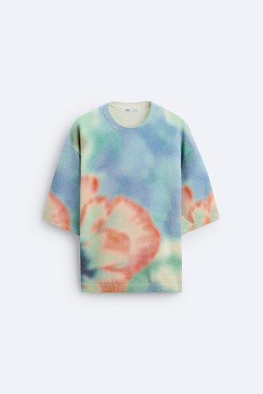 T-SHIRT EN MAILLE À IMPRIMÉ TIE & DYE - Multicolore de Zara