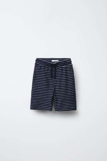 ENSEMBLE T-SHIRT ET BERMUDA EFFET SERVIETTE RAYURES - Bleu marine de Zara - Image 3