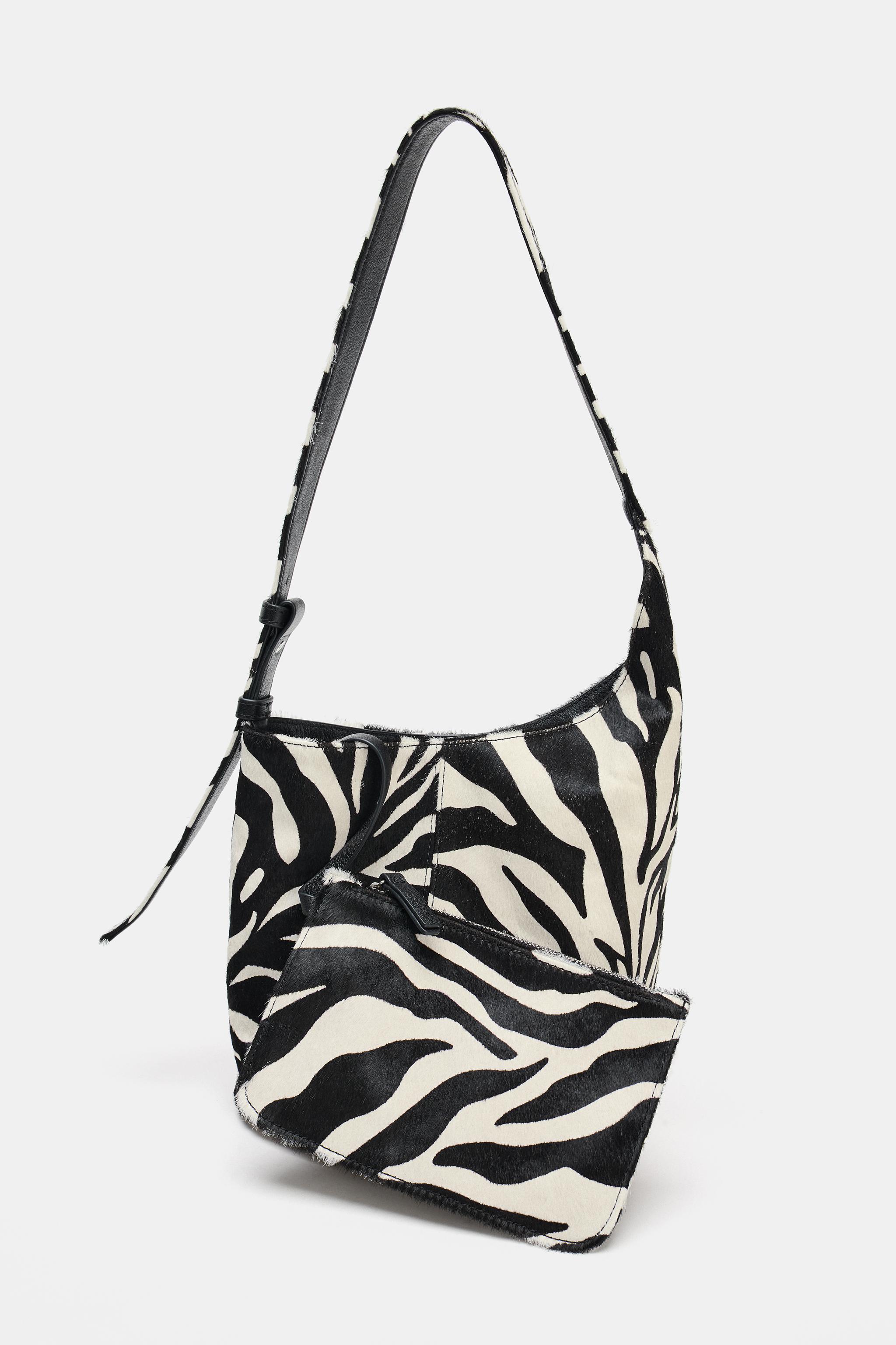 ASYMMETRIC SOFT LEATHER MINI BUCKET BAG Zebra ZARA United Kingdom