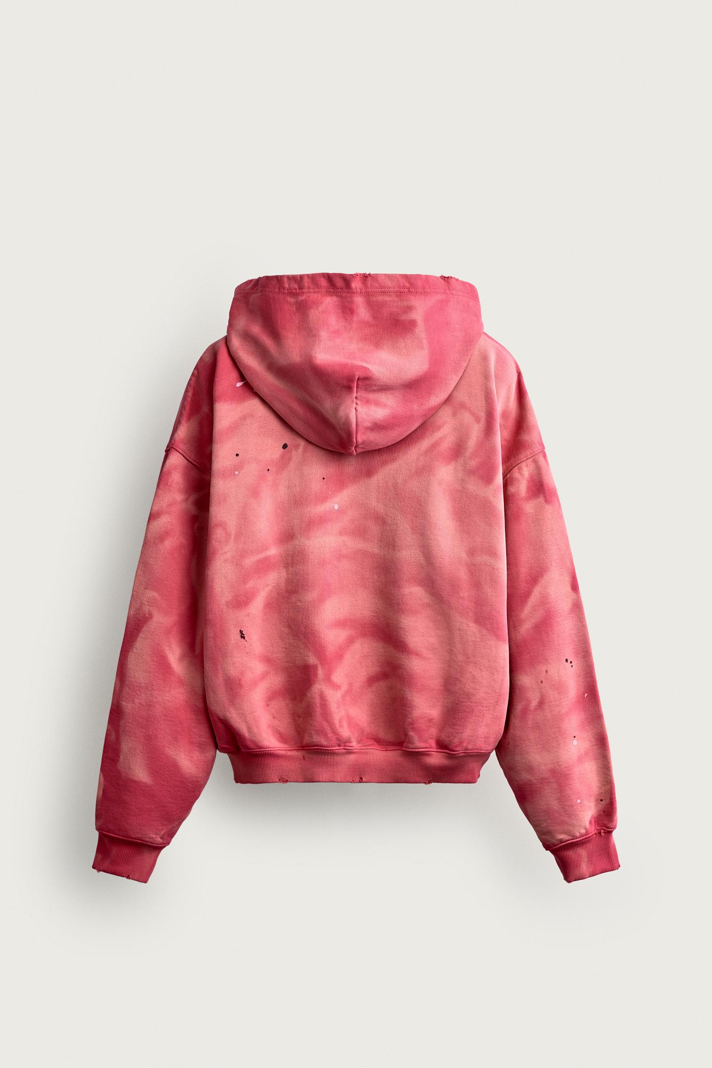Мужское худи Zara Paint Splatter Print, цвет: Розовый — фото 8