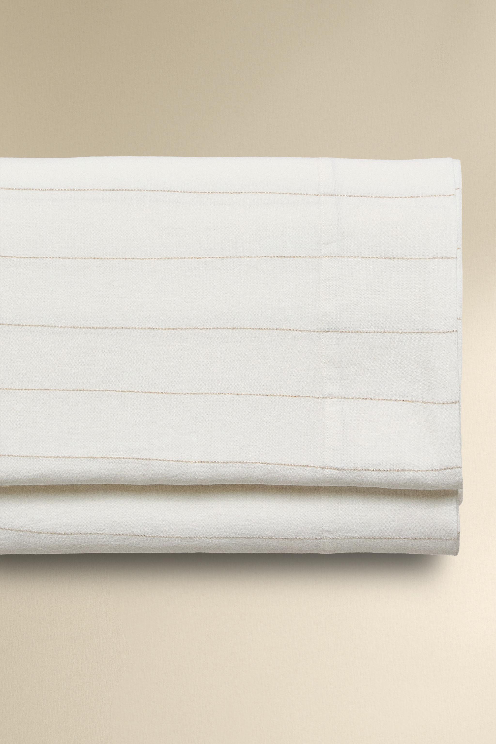 STRIPED COTTON LINEN FLAT SHEET