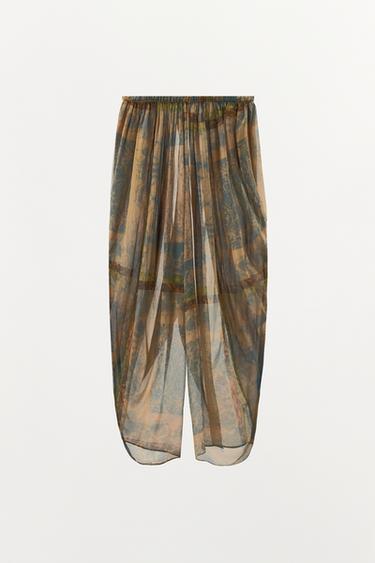 PANTALON AMPlE IMPRIMÉ À OUVERTURES - Multicolore de Zara - Image 3
