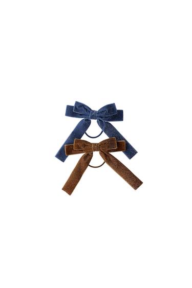 2-PACK OF SHINY VELVET BOW SCRUNCHIES - Blue by Zara