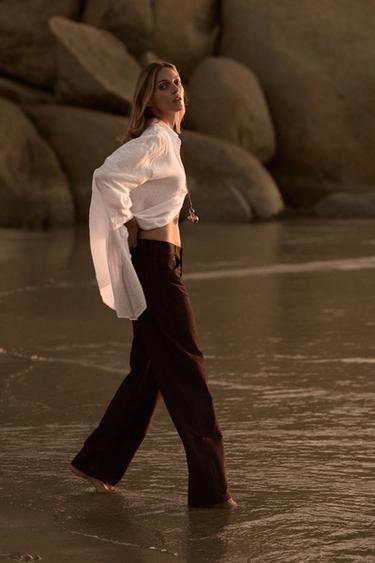 ZW COLLECTION LIMITED EDITION 100% SUEDE TROUSERS - Brown by Zara - Image 0