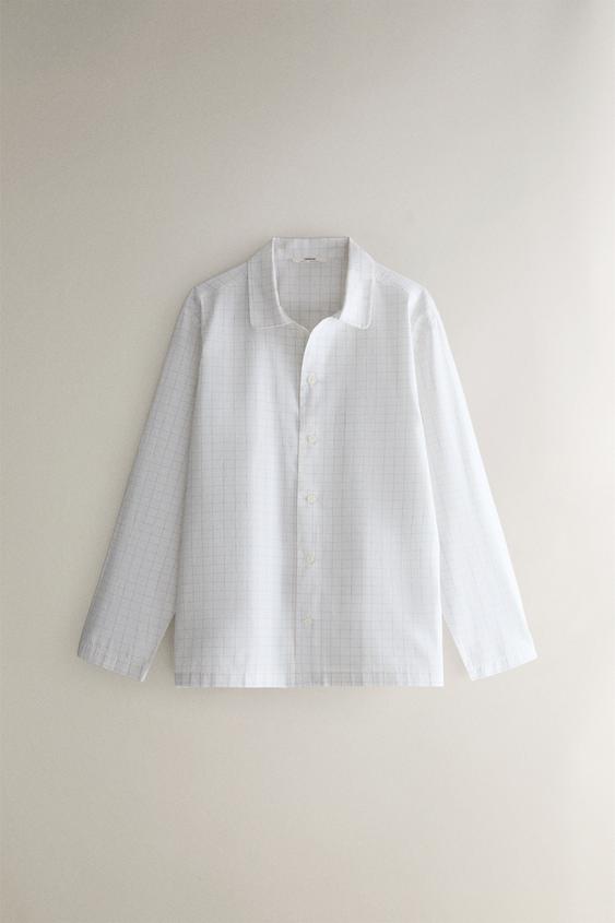 CAMISA CUADROS - Blanco roto de Zara - Imagen 0