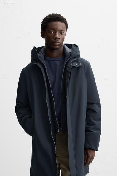PADDED PARKA WITH DETACHABLE COLLAR - Navy blue by Zara - Image 1