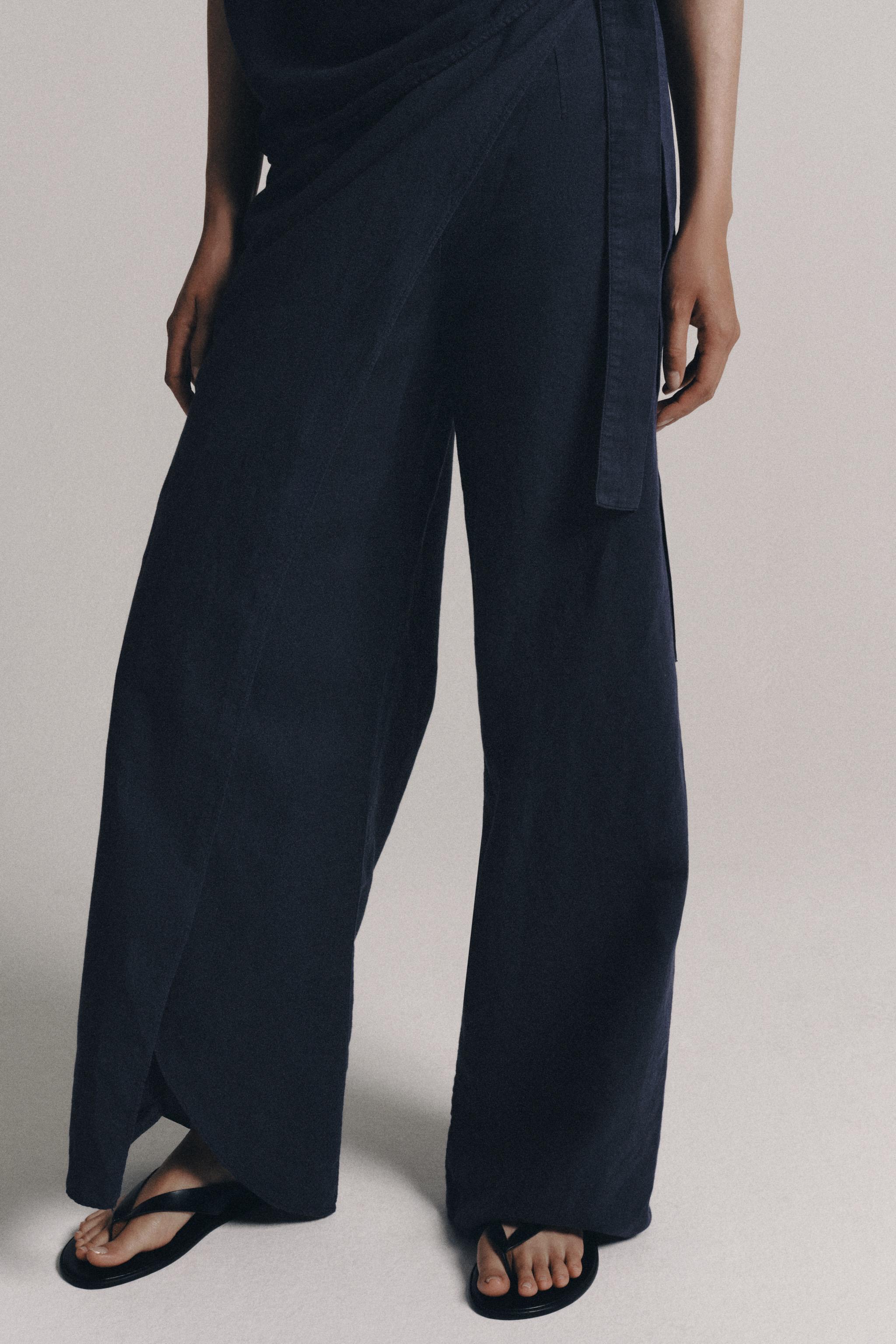 Женские брюки Zara ZW COLLECTION LINEN SARONG TROUSERS — фото 5