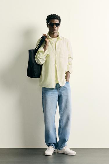 REGULAR FIT LINEN/COTTON SHIRT - Yellow by Zara - Image 0