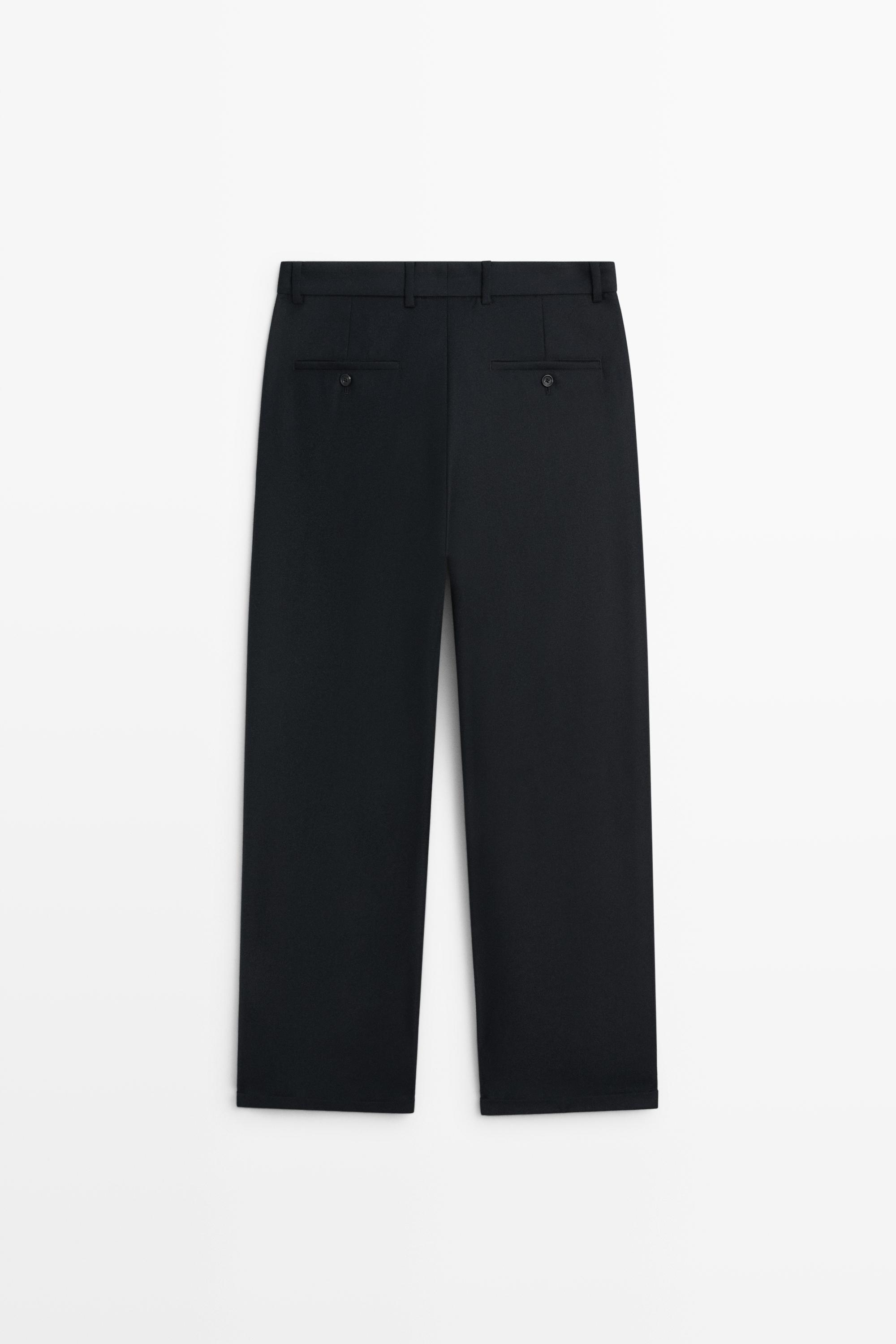 100% wool relaxed fit pants