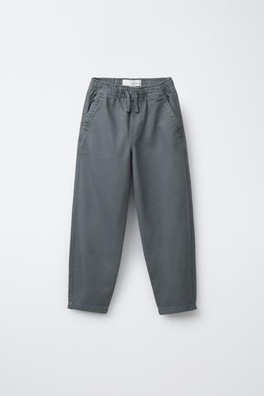 Zara FLUID TWILL PANTS - Blue / Gray