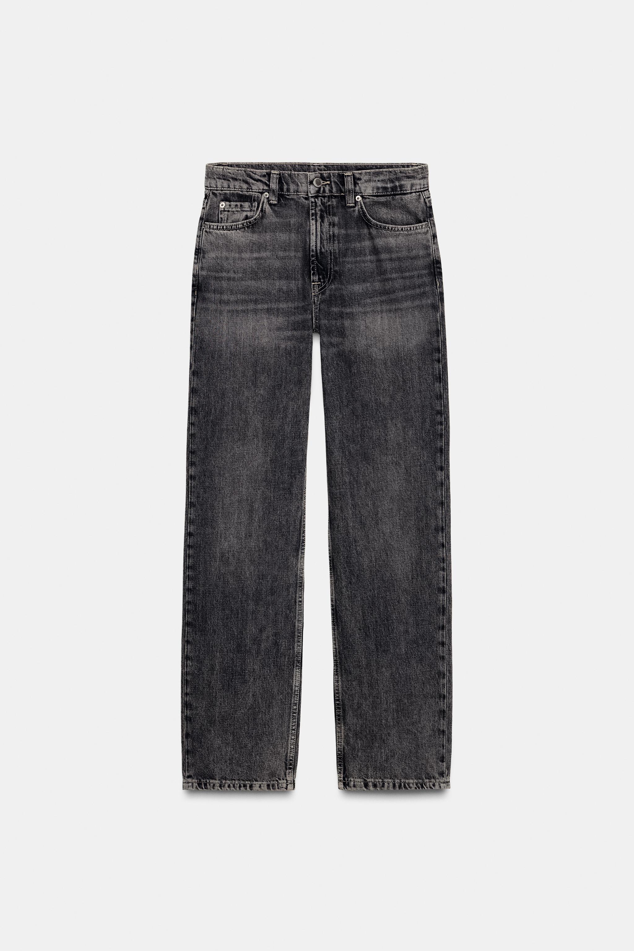 ZW COLLECTION HI-RISE STRAIGHT LEG JEANS - Gray | ZARA United States