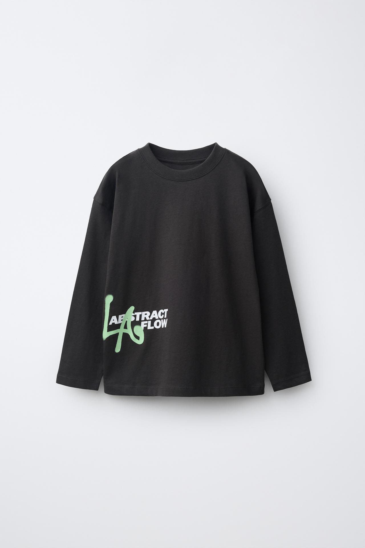 TEXT PRINT T-SHIRT — Black