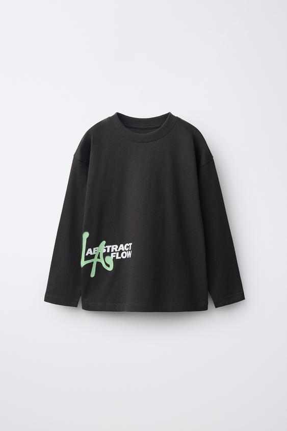 SLOGAN PRINT T-SHIRT - Black by Zara - Image 0