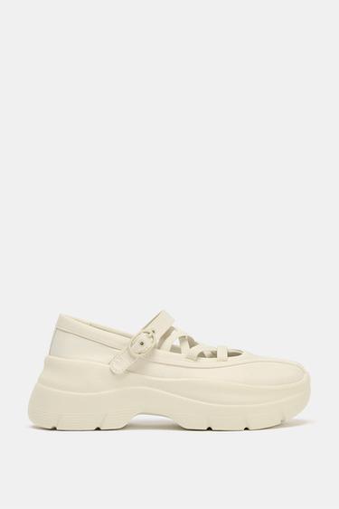 STRAPPY TRAINER BALLERINAS - Ecru White by Zara
