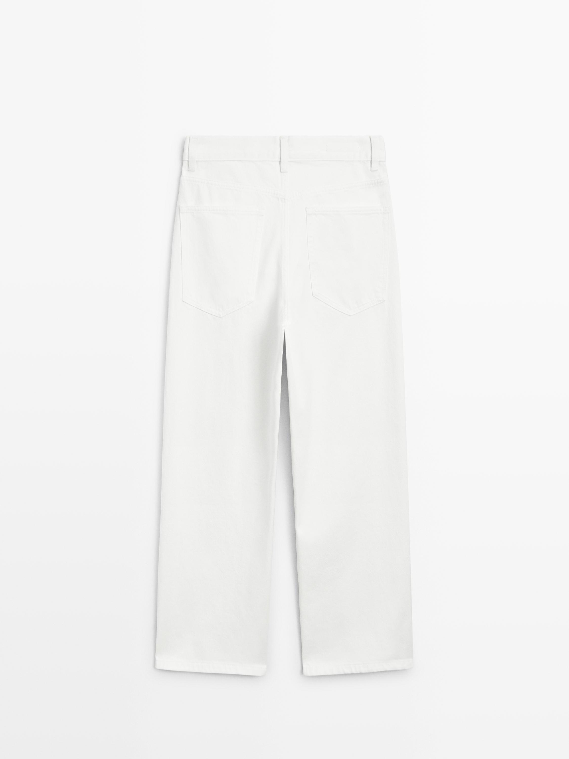 Jean wide leg cropped taille moyenne