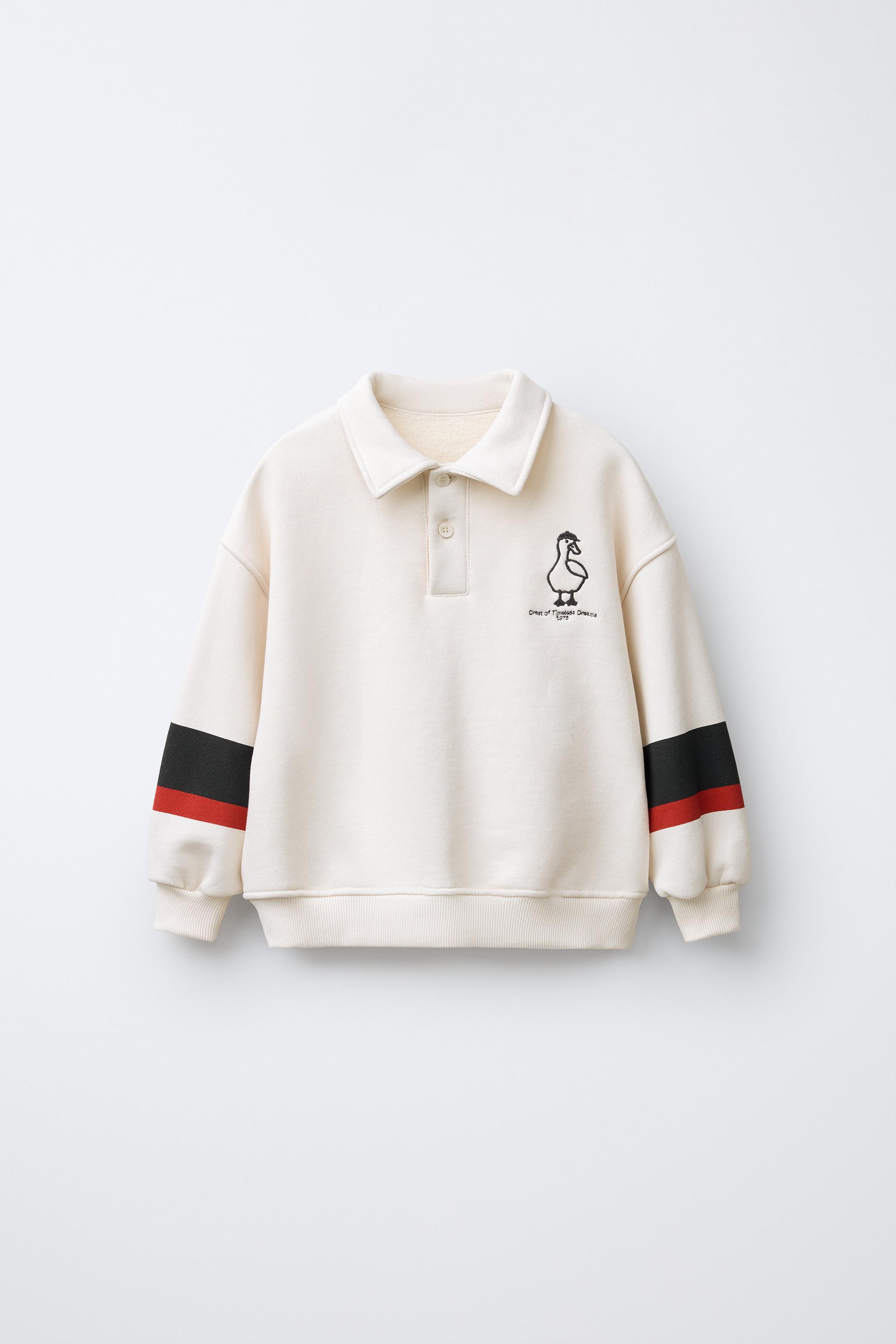 トップス Embroidery Polo Sweatshirt EMBROIDERED DUCK POLO SWEATSHIRT - Ecru | ZARA United States