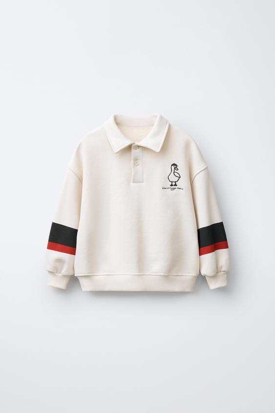 EMBROIDERED DUCK POLO SWEATSHIRT - Ecru by Zara - Image 0