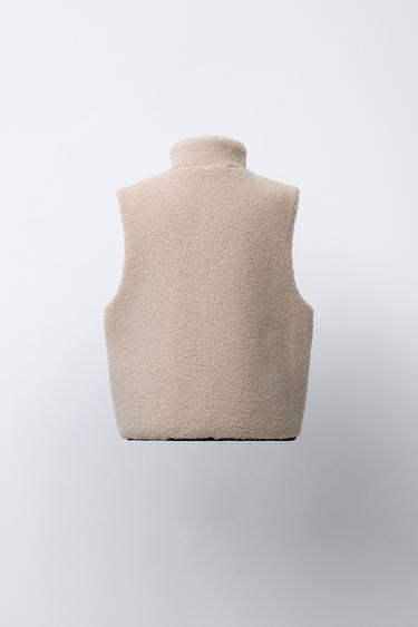 REVERSIBLE FAUX SHEARLING WAISTCOAT - Ecru by Zara - Image 3