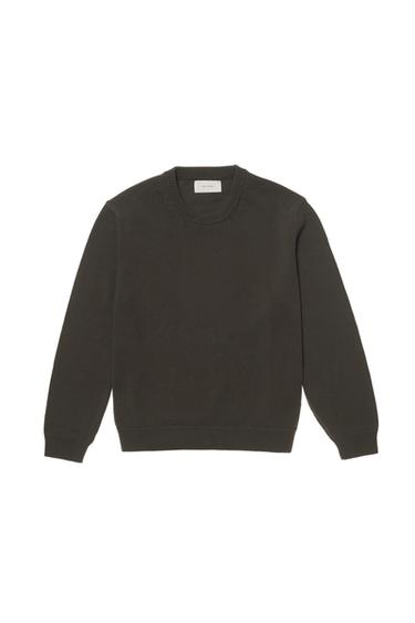 Zara REGULAR FIT COTTON SWEATER - Dark brown