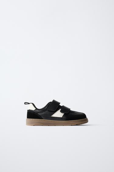 Zara LEATHER BAREFOOT STRAP SNEAKERS - Black