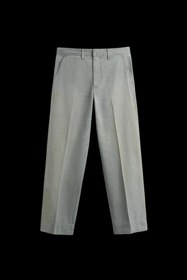 Zara VINTAGE EFFECT PRINT CHINO PANTS - Gray - Image 0
