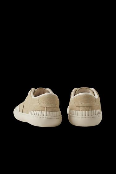 Zara ZARA TIMELESS - LEATHER SNEAKERS - Camel Brown