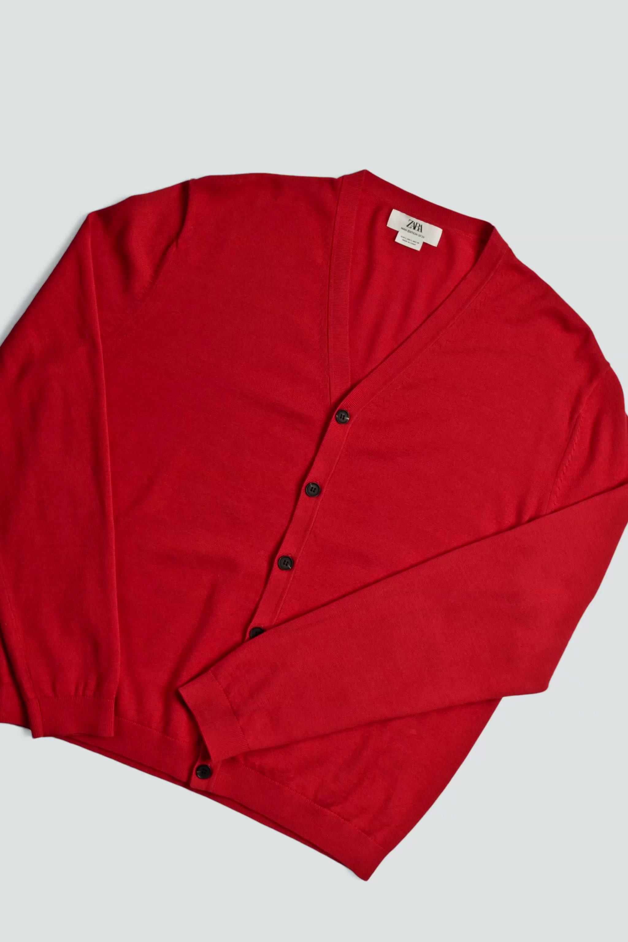RELAXED FIT CARDIGAN - Red | ZARA India
