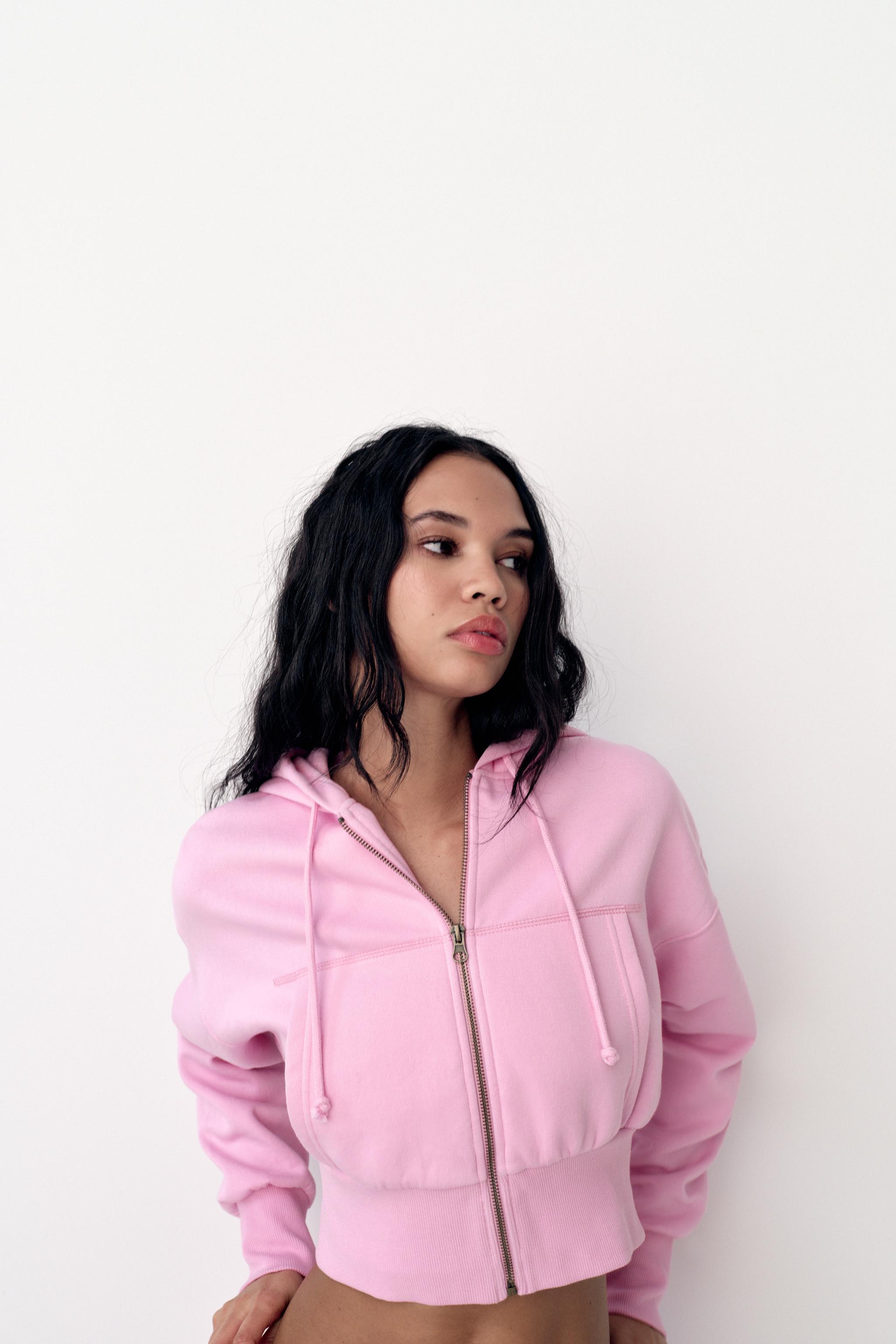 Pink hoodie clearance zara