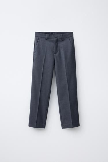 Zara TEXTURED SUIT PANTS - Navy blue - Image 0