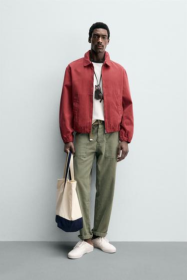 XHAKAVENTË REGULAR FIT PAMBUKU E ZBARDHUR - E kuqe nga Zara